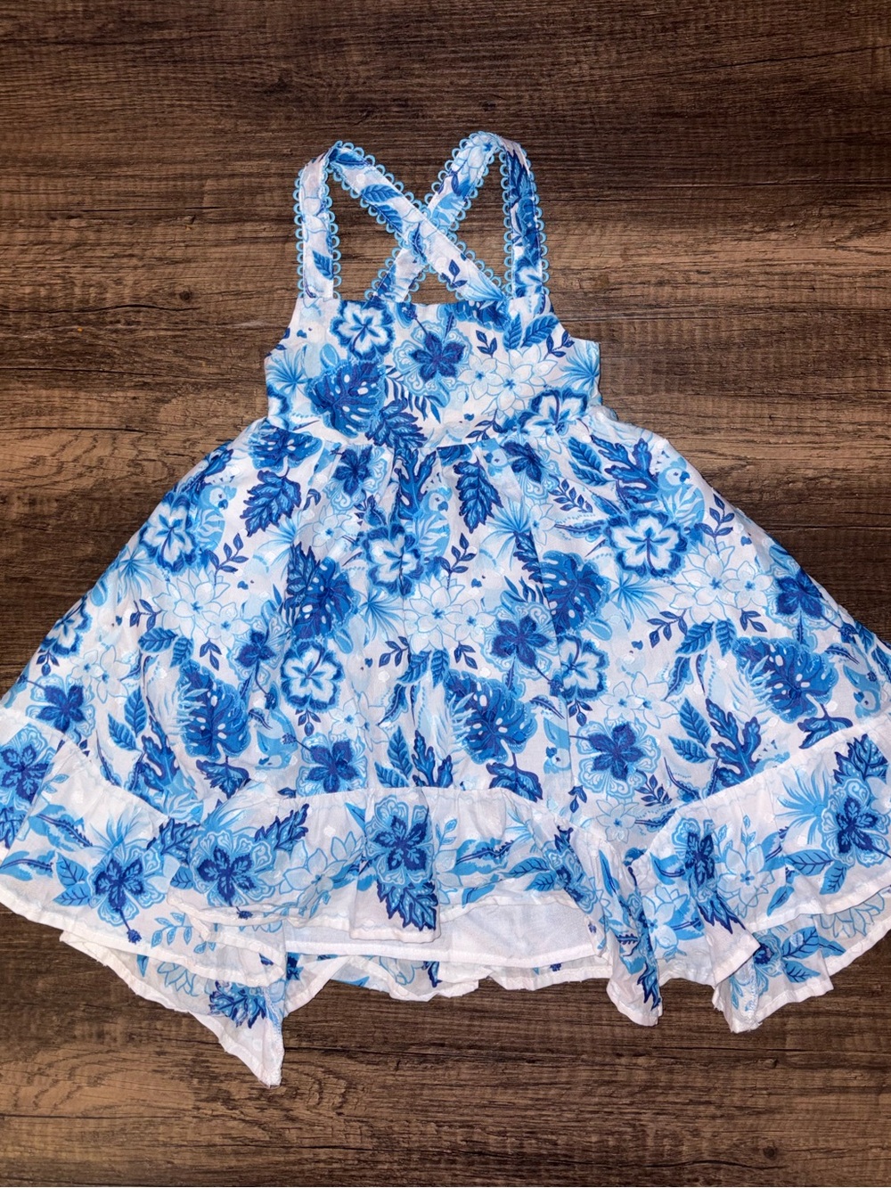 Shabby Chic Blue and White Floral Toddler Dress